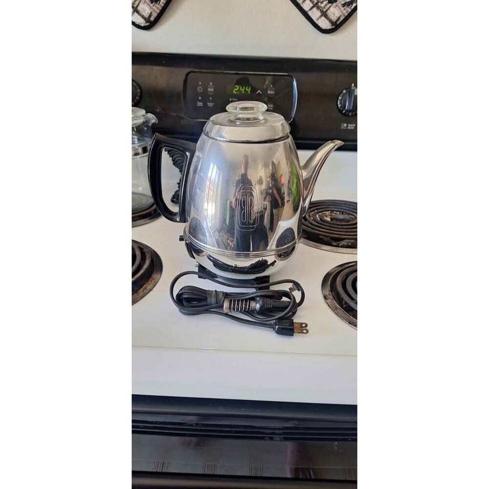 Vintage General Electric "Pot Belly" Chrome Coffee Percolator